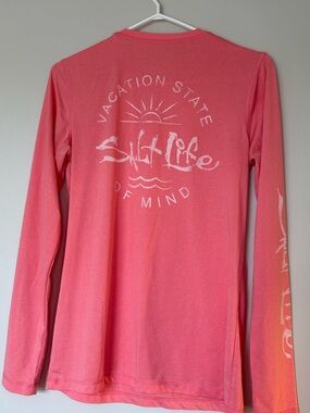 Salt Life Coral Pink Long Sleeve Tee with Back Graphic